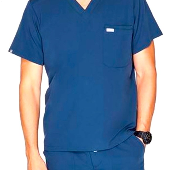 FIGS 2-pocket Leon Dark Harbor Scrub Top, Small - Picture 1 of 5